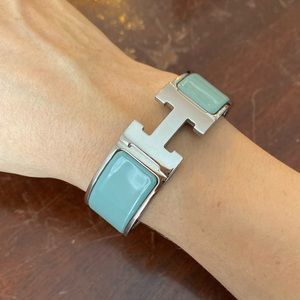 Hermès Clic Clac H Bracelet - Silver/Light Blue
